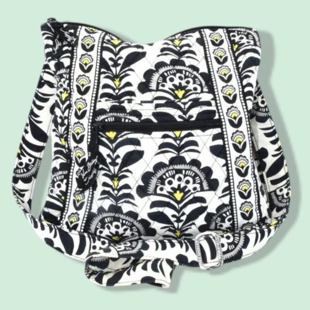 Vera Bradley Crossbody Boho Bag Purse Black White Yellow